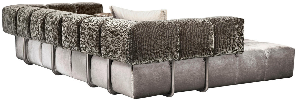 ECKSOFA in Samt, Velours Graubraun  215/310 cm  - Graubraun/Schwarz, Trend, Kunststoff/Textil (215/310cm) - Bretz