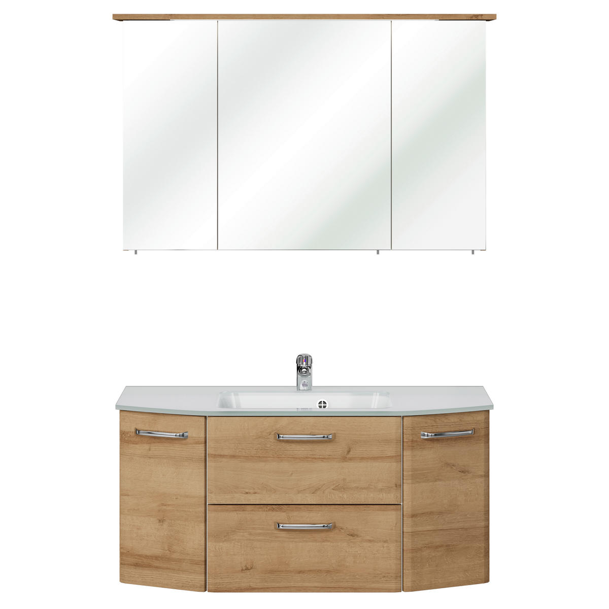 BADEZIMMER 3-teilig  in 115 cm  - Chromfarben/Eichefarben, KONVENTIONELL, Glas/Holzwerkstoff (115cm) - Pelipal