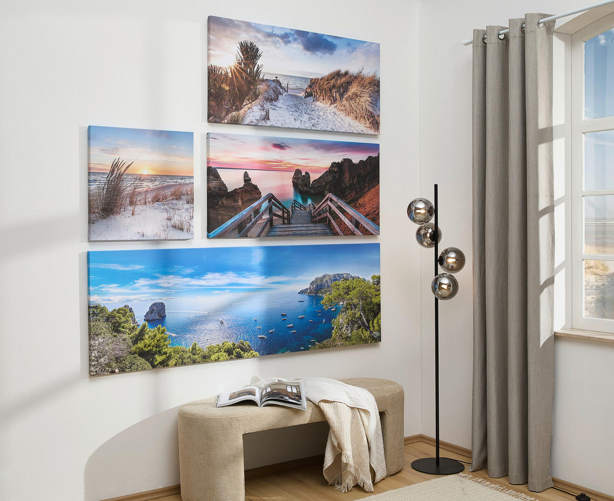 MALBA NA PLÁTNĚ, pláž a moře, 55/55/3 cm - vícebarevná, Natur, dřevo/papír (55/55/3cm) - Euroart