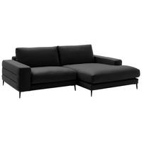 ECKSOFA in Velours Schwarz  - Schwarz, Design, Textil/Metall (253/177cm) - Dieter Knoll
