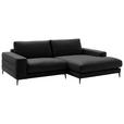 ECKSOFA in Velours Schwarz  253/177 cm  - Schwarz, Design, Textil/Metall (253/177cm) - Dieter Knoll