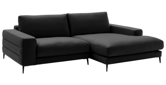 ECKSOFA in Velours Schwarz  253/177 cm  - Schwarz, Design, Textil/Metall (253/177cm) - Dieter Knoll