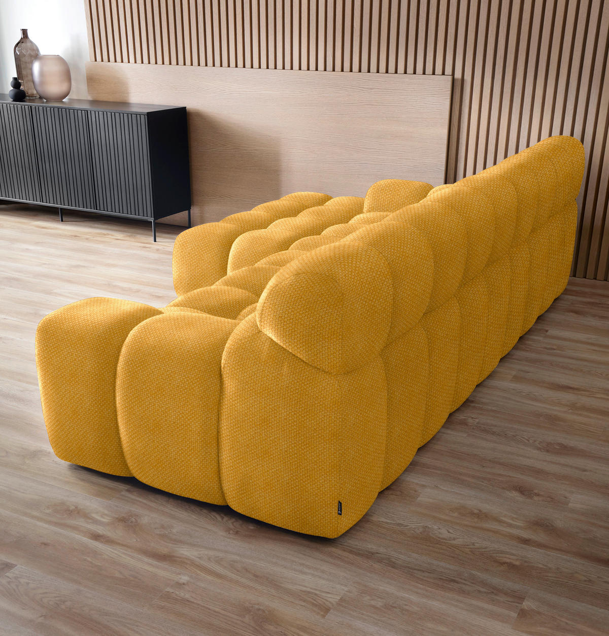 Ecksofa inl. Funktion Gelb Webstoff  - Gelb/Schwarz, MODERN, Kunststoff/Textil (180/297cm) - Welnova