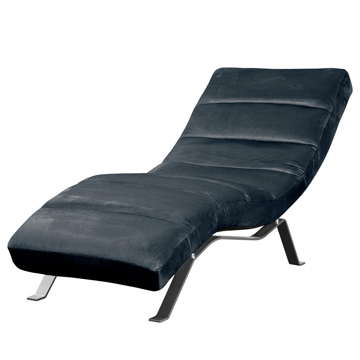 RELAXLIEGE in Samt Dunkelblau  - Silberfarben/Dunkelblau, Design, Textil/Metall (65/65-95/171cm) - Livetastic