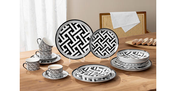 KOMBISERVICE Labyrinth 20-teilig  - Schwarz/Weiß, Design, Keramik - Novel