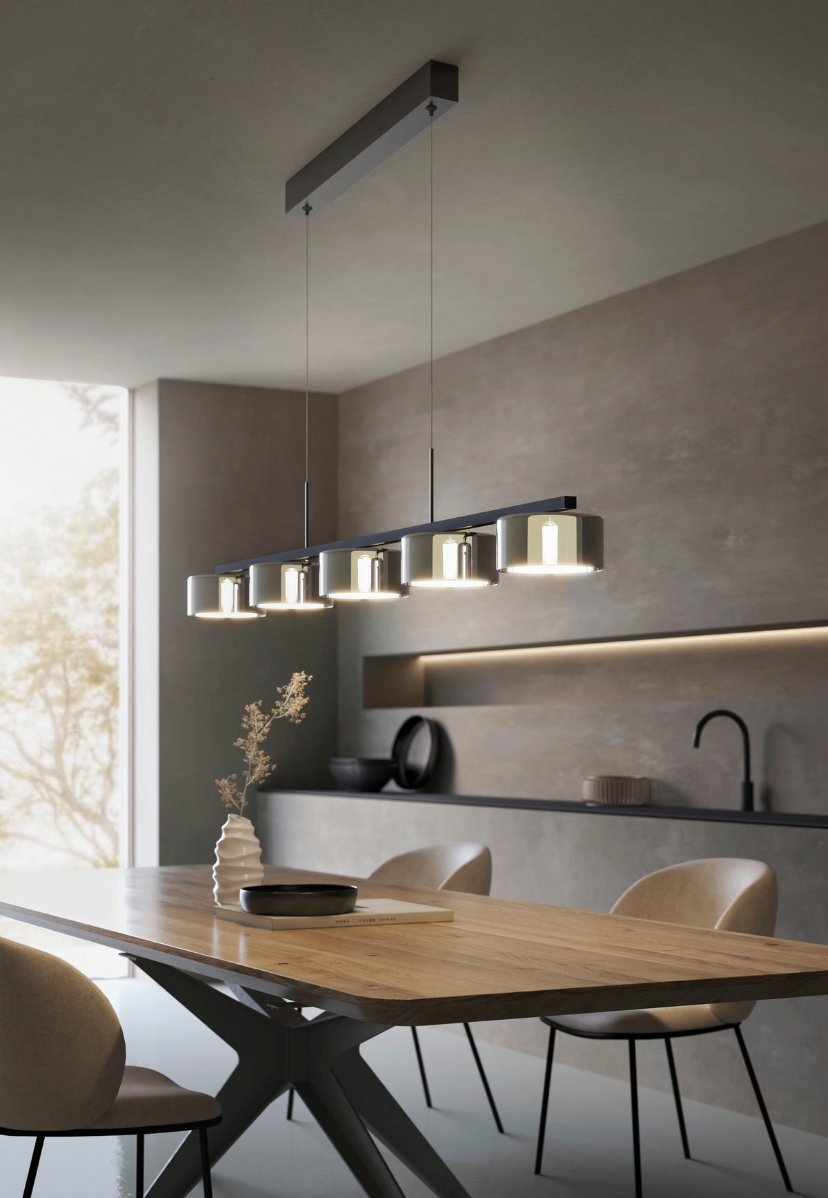 LED-HÄNGELEUCHTE Tulsa 119/15/150 cm  - Grau Hochglanz, Design, Glas/Kunststoff (119/15/150cm) - Dieter Knoll