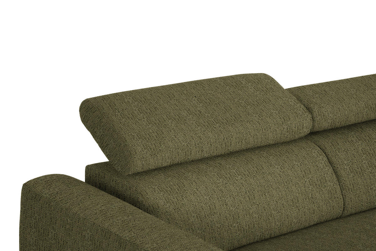 ECKSOFA in Webstoff Olivgrün  - Schwarz/Olivgrün, Design, Textil/Metall (280/205cm) - MID.YOU