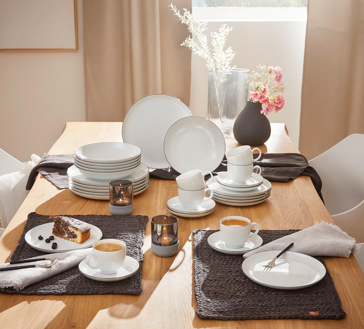 KOMBISERVICE Schwarz, Weiß 30-teilig Lido Black Line  - Schwarz/Weiß, Basics, Keramik - Seltmann Weiden