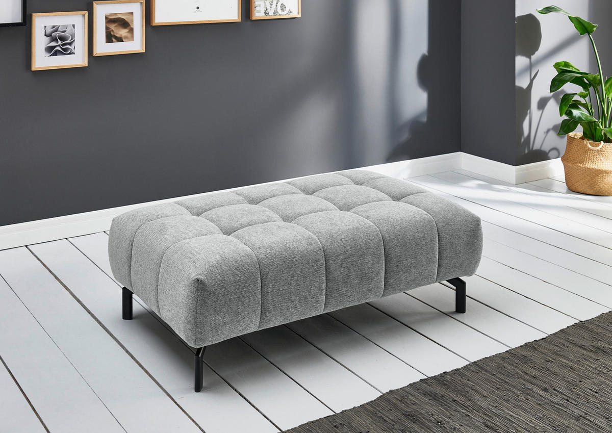 ECKSOFA in Chenille Grauweiss  - Schwarz/Grauweiss, Design, Textil/Metall (329/190cm) - Beldomo Style