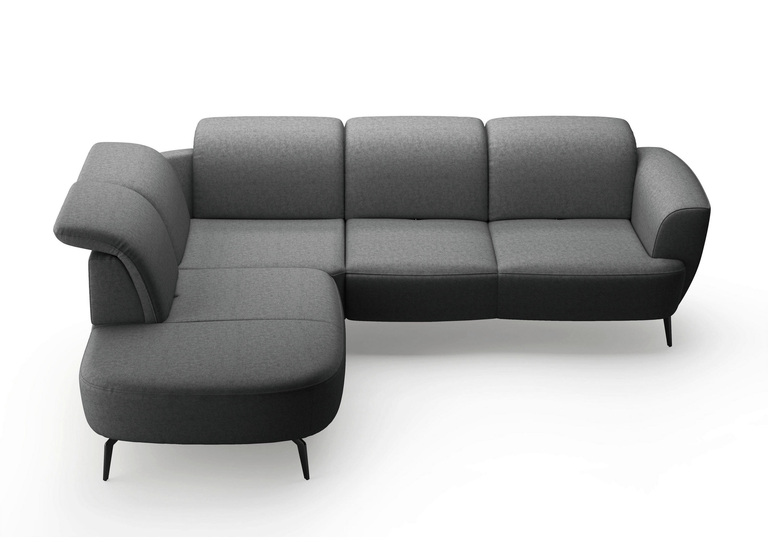 ECKSOFA in Flachgewebe Dunkelgrau  267/300 cm  - Dunkelgrau/Schwarz, KONVENTIONELL, Textil/Metall (267/300cm) - Sit & More