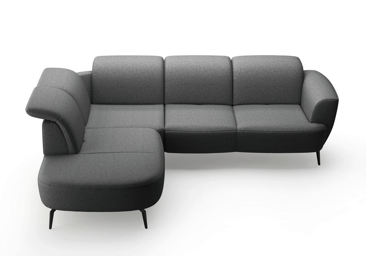 ECKSOFA in Flachgewebe Dunkelgrau  267/300 cm  - Dunkelgrau/Schwarz, KONVENTIONELL, Textil/Metall (267/300cm) - Sit & More