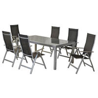 GARTENSET 9-teilig Aluminium 9-teilig  - Silberfarben/Schwarz, MODERN, Textil/Metall - Gardenson