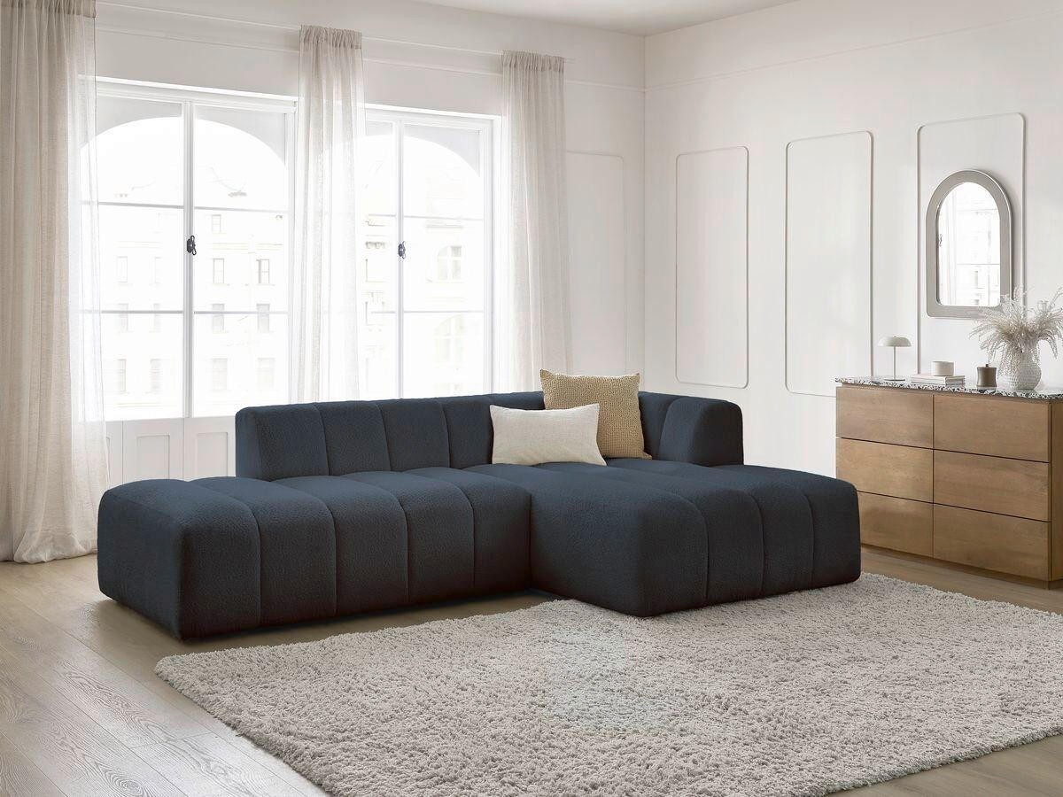 ECKSOFA  ANNECY Dunkelblau Bouclé  - Schwarz/Dunkelblau, MODERN, Kunststoff/Textil (262/170cm)