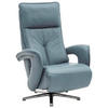 RELAXSESSEL Echtleder Relaxfunktion, Fußteilverstellung    - Chromfarben/Hellblau, Design, Leder/Metall (77/108/87cm) - Valdera
