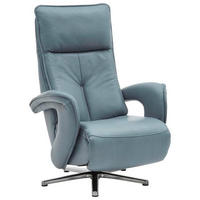 RELAXSESSEL in Leder Hellblau  - Chromfarben/Hellblau, Design, Leder/Metall (77/108/87cm) - Valdera