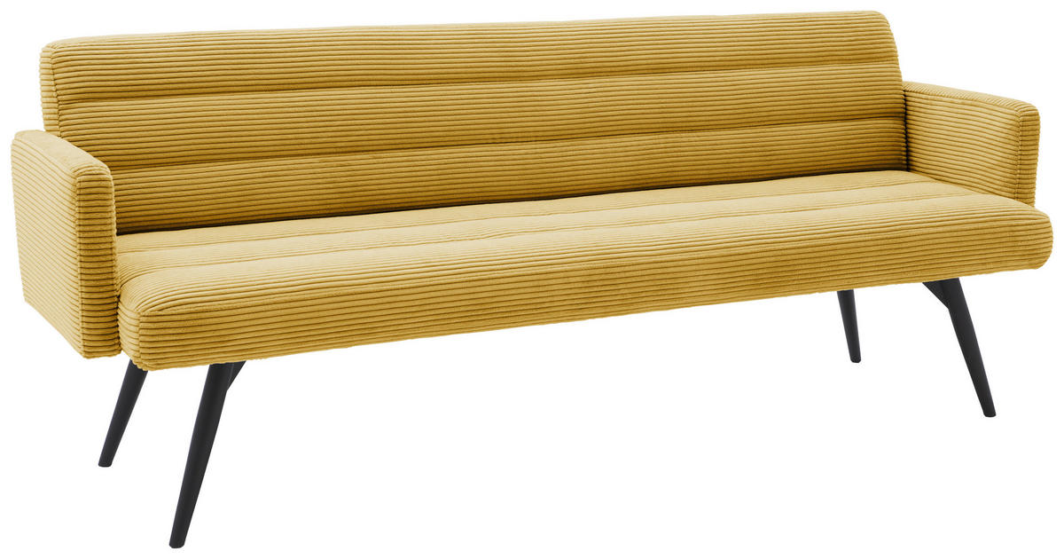 SITZBANK 216/86/68 cm Cord Gelb Metall  - Gelb/Schwarz, Design, Textil/Metall (216/86/68cm) - Dieter Knoll