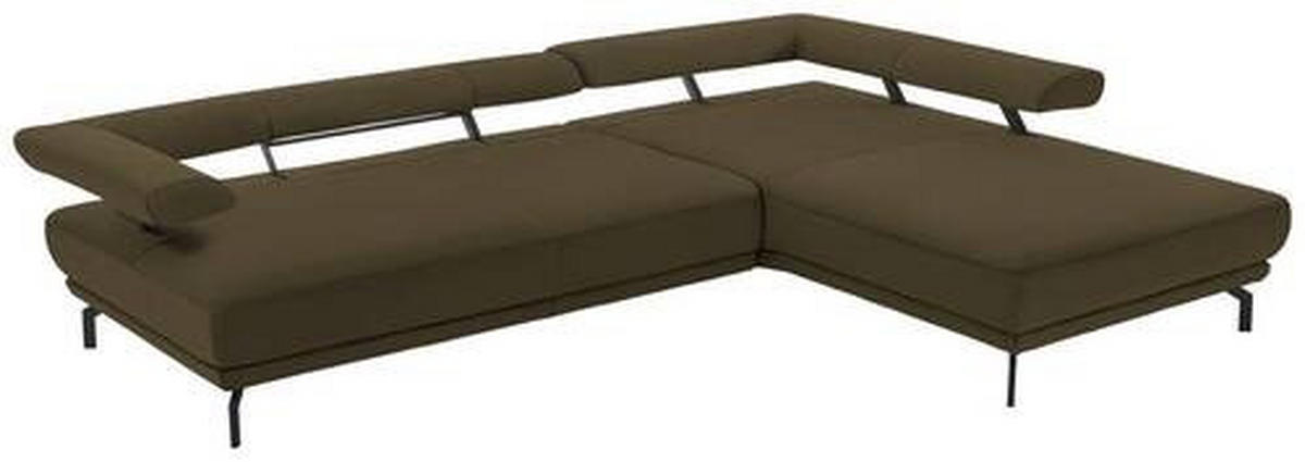 ECKSOFA in Echtleder Grün  305/224 cm  - Schwarz/Grün, Design, Leder/Metall (305/224cm) - Dieter Knoll