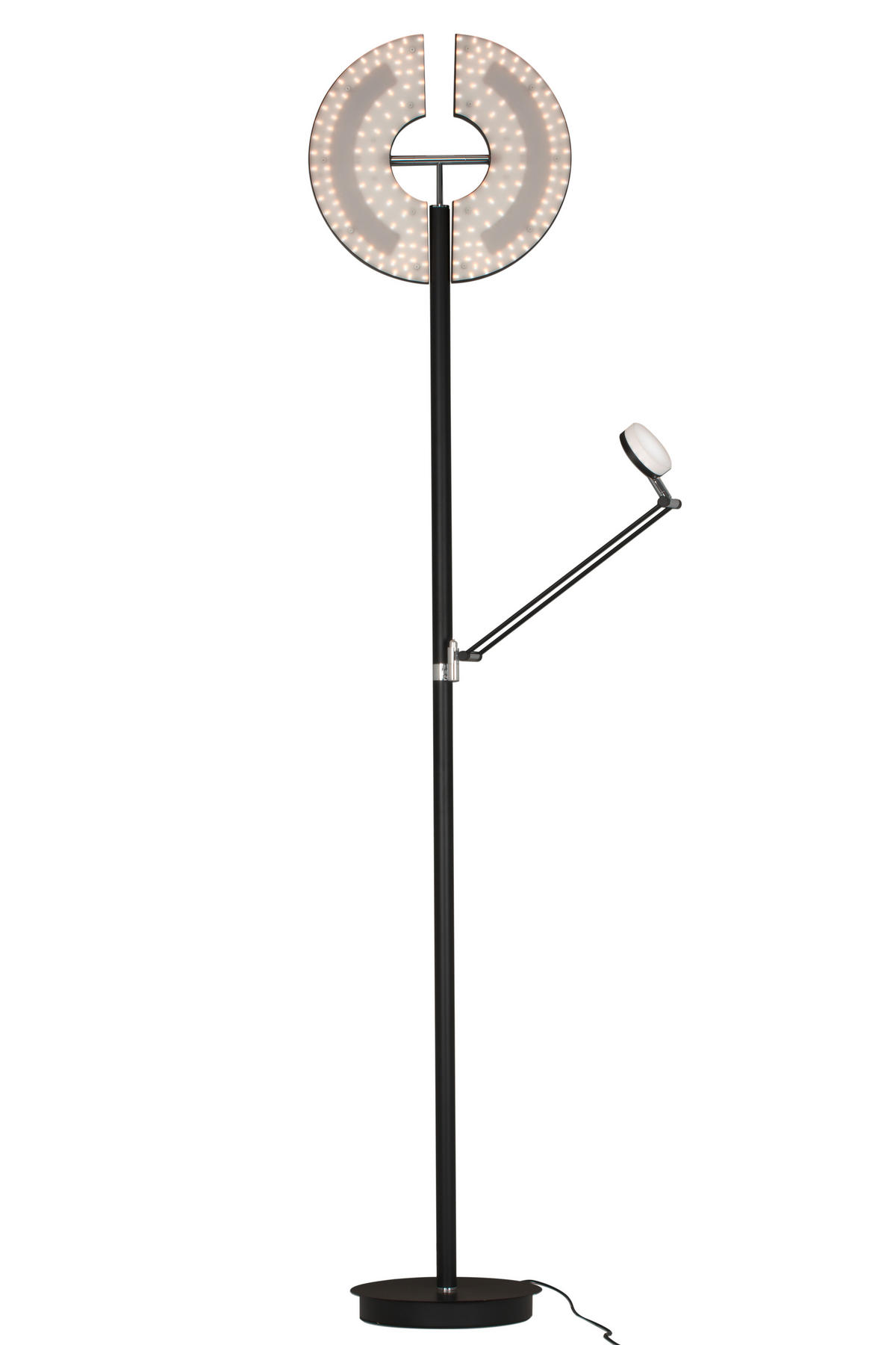 STOJACIA LED LAMPA, 41/39,35/182,80 cm - čierna/prírodná farba, Basics, kov/drevo (41/39,35/182,80cm) - Dieter Knoll