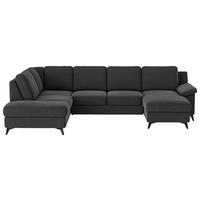 WOHNLANDSCHAFT Dunkelgrau Flachgewebe  - Dunkelgrau/Schwarz, KONVENTIONELL, Textil/Metall (204/309/156cm) - Cotta