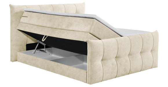 BOXSPRINGBETT 180/200 cm  in Creme  - Creme/Schwarz, KONVENTIONELL, Kunststoff/Textil (180/200cm) - Esposa