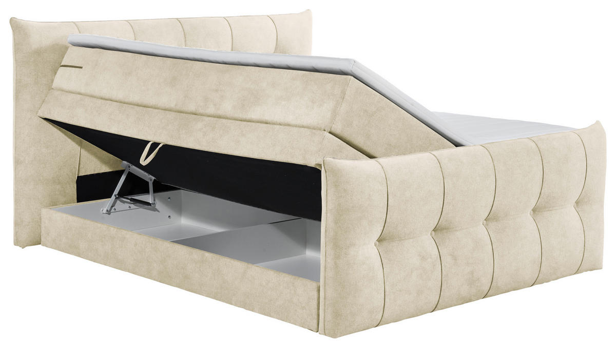 BOXSPRINGBETT 180/200 cm  in Creme  - Creme/Schwarz, KONVENTIONELL, Kunststoff/Textil (180/200cm) - Esposa