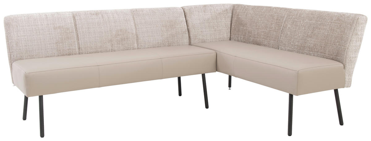 ECKBANK 235/167 cm beflockt Echtleder Creme, Beige Metall   - Anthrazit/Beige, Design, Leder/Textil (235/167cm) - Bert Plantagie
