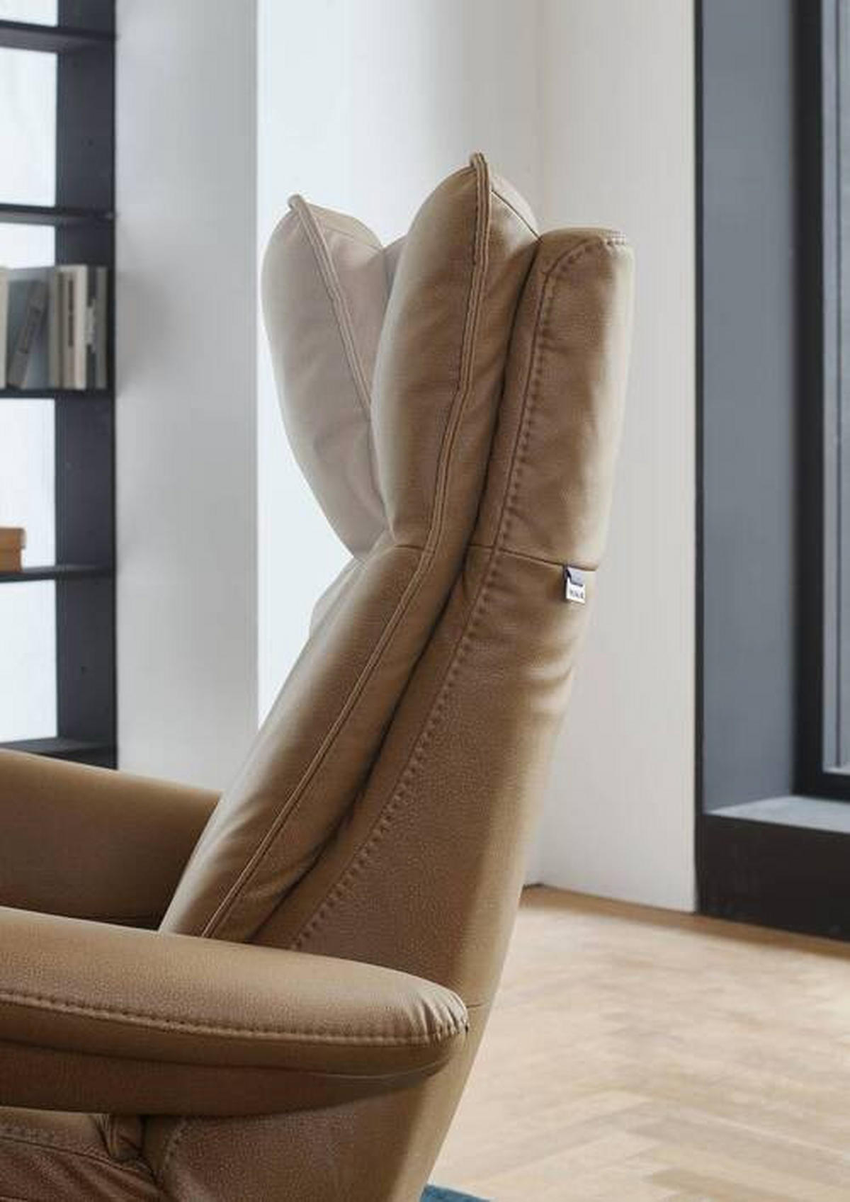 RELAXSESSEL Mikrofaser Aufstehhilfe    - Chromfarben/Braun, Design, Textil/Metall (83/110/87-172cm) - Valdera