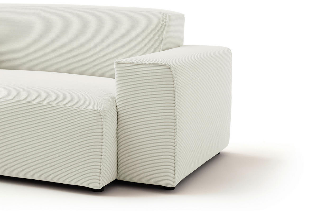 ECKSOFA in Cord Weiss  - Weiss/Schwarz, Design, Kunststoff/Textil (189/230cm) - Pure Home Lifestyle