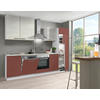 KÜCHENBLOCK 280 cm   in Rot, Weiß  - Edelstahlfarben/Rot, KONVENTIONELL, Holzwerkstoff/Metall (280cm) - Welnova
