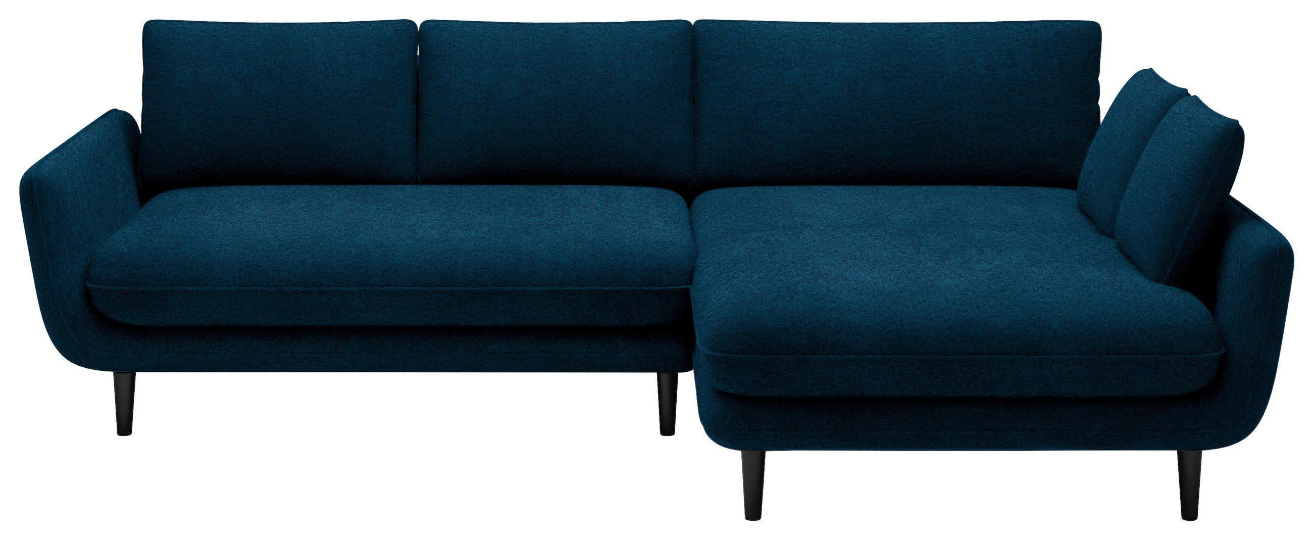 ECKSOFA in Velours Dunkelblau  - Schwarz/Dunkelblau, Design, Holz/Textil (260/167cm) - Welnova