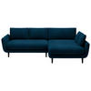 ECKSOFA in Velours Dunkelblau  - Schwarz/Dunkelblau, Design, Holz/Textil (260/167cm) - Welnova