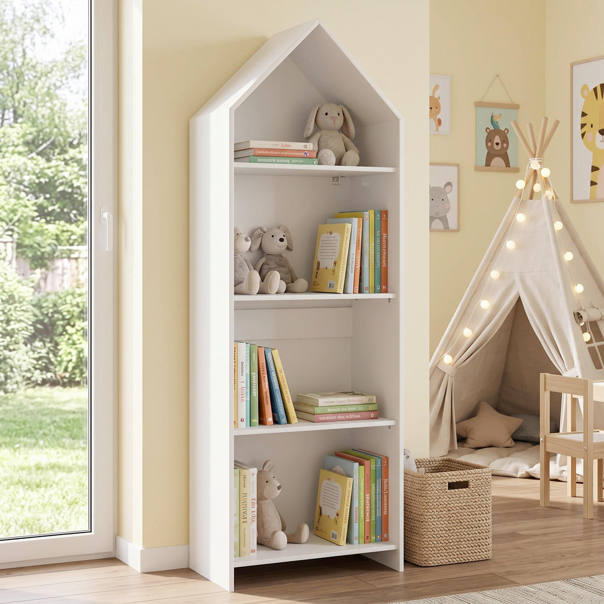 Kinderzimmer-Regal Weiß Haus-Form bestellen