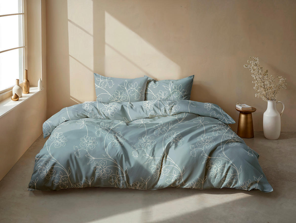 BETTWÄSCHE Alva Flanell 155/220 cm  - Blau, Basics, Textil (155/220cm)
