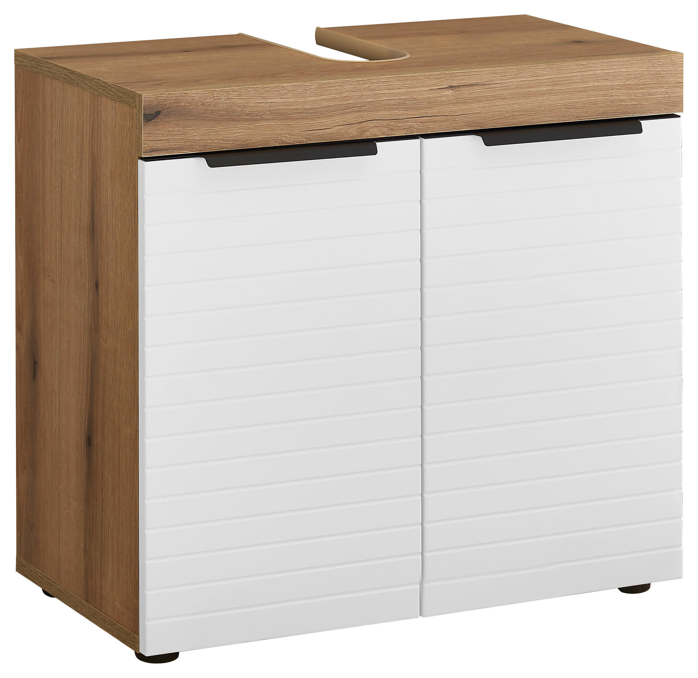 SKŘÍŇKA POD UMYVADLO, bílá, barvy dubu, 60/56/34 cm - bílá/černá, Basics, kompozitní dřevo/plast (60/56/34cm) - MID.YOU