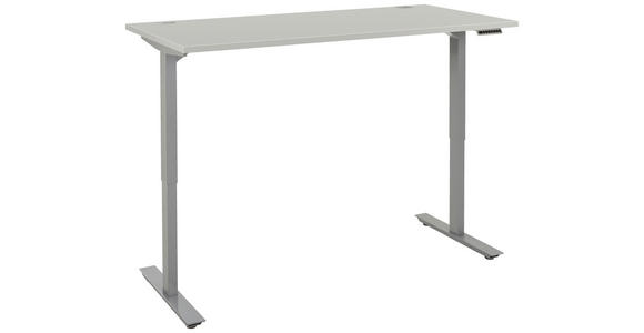 SCHREIBTISCH höhenverstellbar, in verschiedenen Holz-Dekoren erhältlich, Memoryschalter - Platinfarben, KONVENTIONELL, Holzwerkstoff/Metall (175/80/72,5-123cm) - Voleo