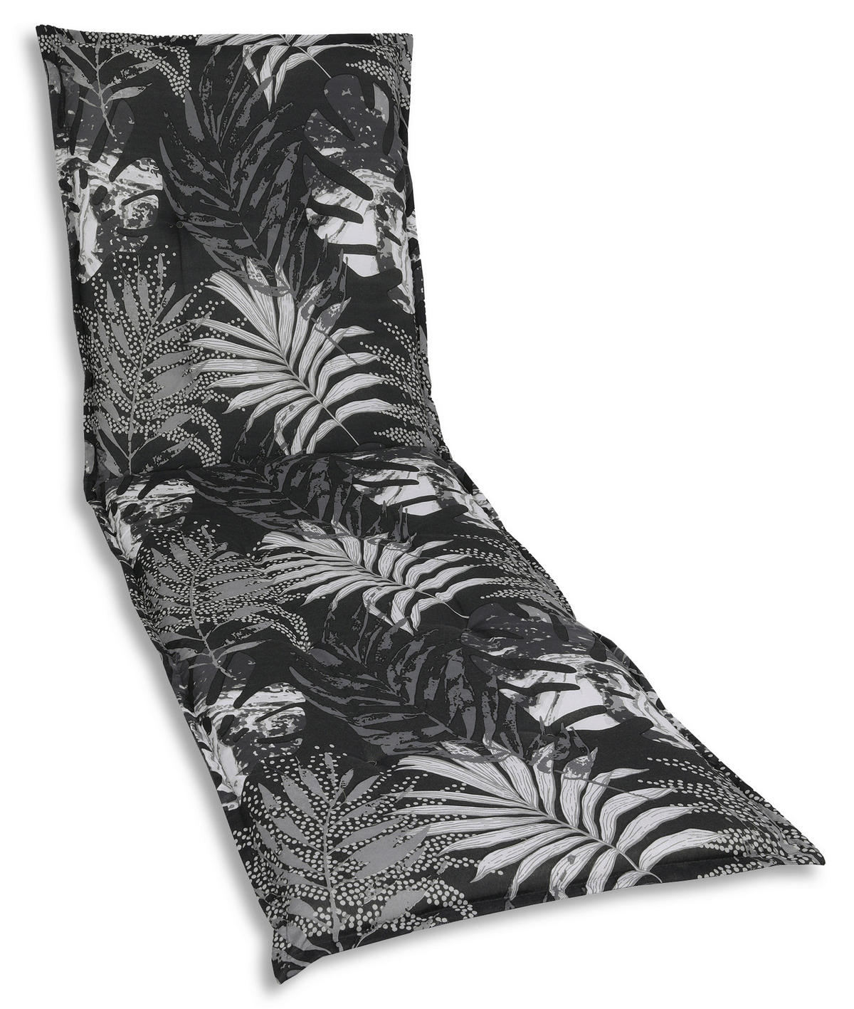 LIEGENAUFLAGE in Schwarz, Grau, Weiß Blätter  - Schwarz/Weiß, Basics, Textil (60/7/190cm)