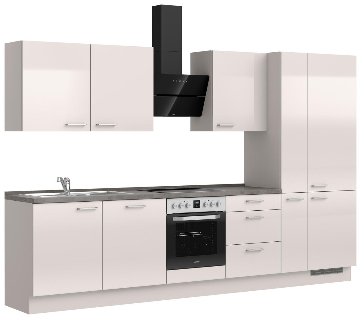 KÜCHENLEERBLOCK 330 cm   in Schieferfarben, Hellgrau  - Schieferfarben/Edelstahlfarben, MODERN, Holzwerkstoff/Metall (330cm) - Nobilia