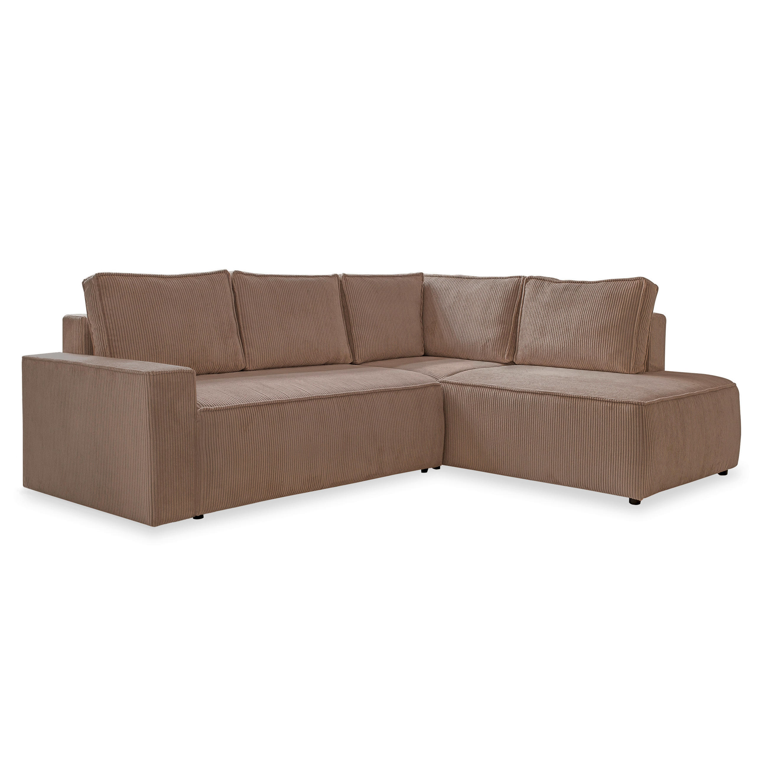 ECKSOFA in Cord Taupe - Taupe/Schwarz, Design, Kunststoff/Textil (247/194cm) - MID.YOU