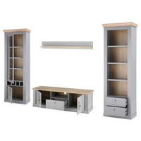 WOHNWAND 4-teilig  in Eichefarben, Hellgrau  317/201/44 cm  - Eichefarben/Silberfarben, Design, Holzwerkstoff/Metall (317/201/44cm) - MID.YOU