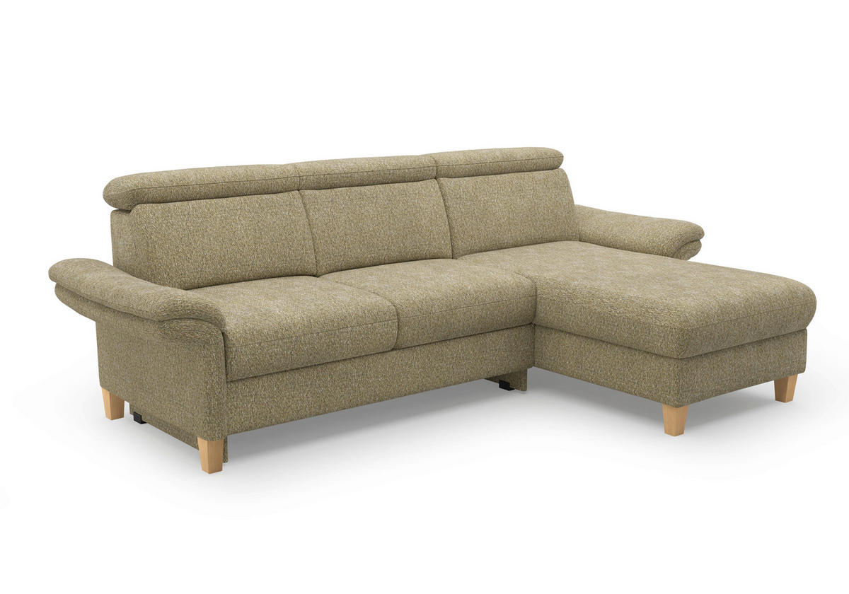 ECKSOFA GLENDALE E Olivgrün Chenille  - Eichefarben/Olivgrün, KONVENTIONELL, Holz/Textil (253/166cm) - Sit & More