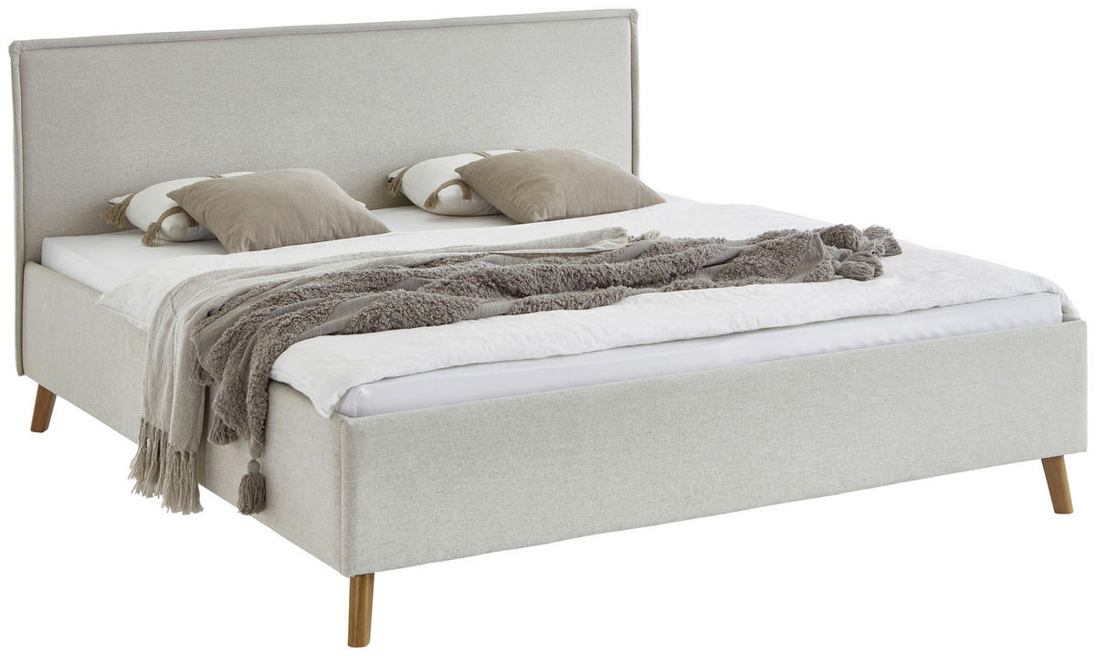 POLSTERBETT 180/200 cm,  in Beige,  - Eichefarben/Beige, Basics, Holz/Textil (180/200cm) - Boxxx