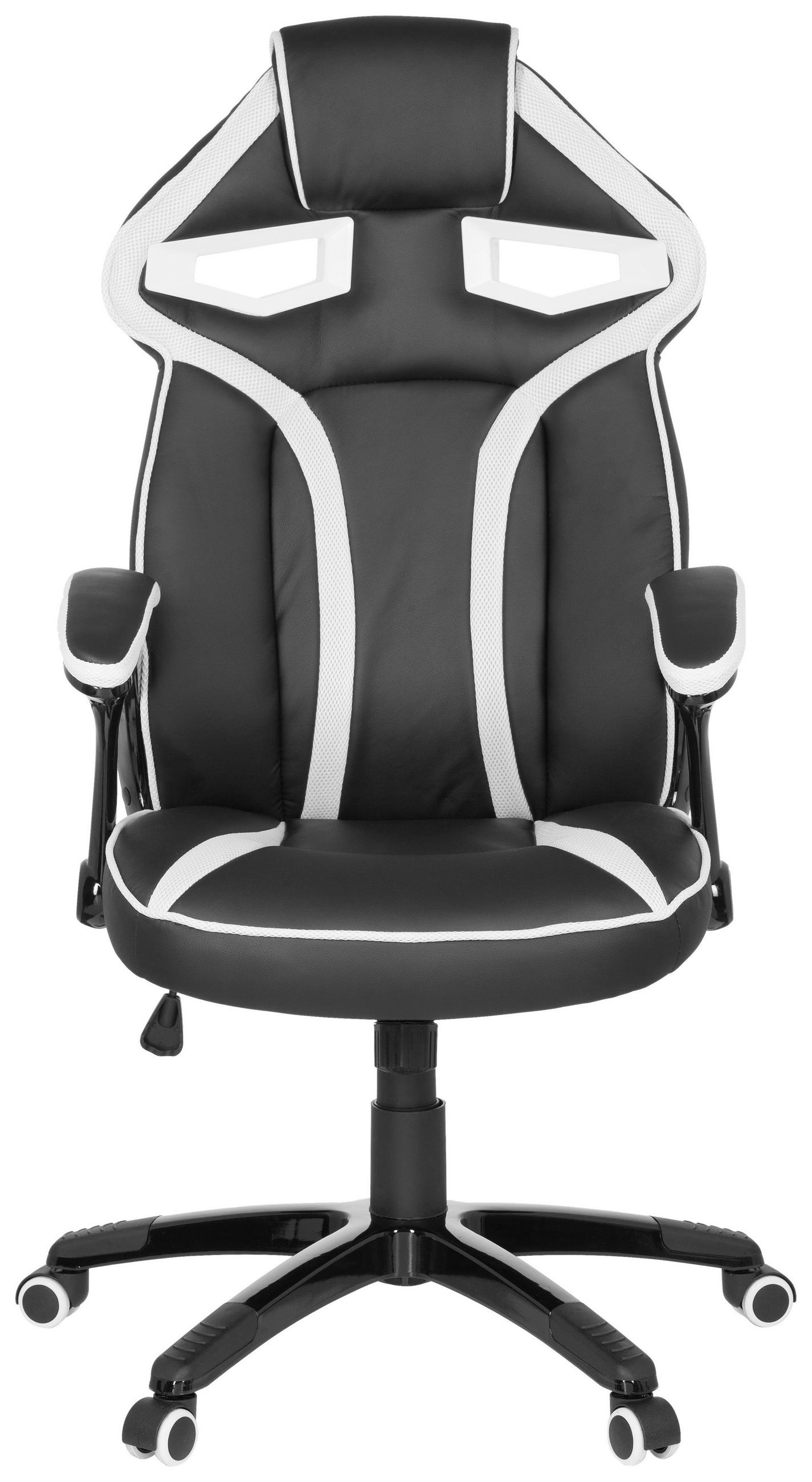 GAMINGSTUHL Schwarz, Weiß Textil   - Schwarz/Weiß, MODERN, Kunststoff/Textil (60/126/54cm) - MID.YOU