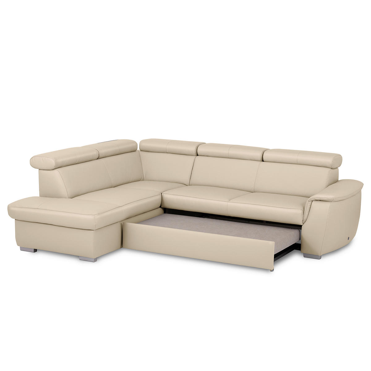 WOHNLANDSCHAFT  in Kombination Echtleder/Lederlook Grau  - Grau, Leder/Metall (211/262cm) - Celina Home