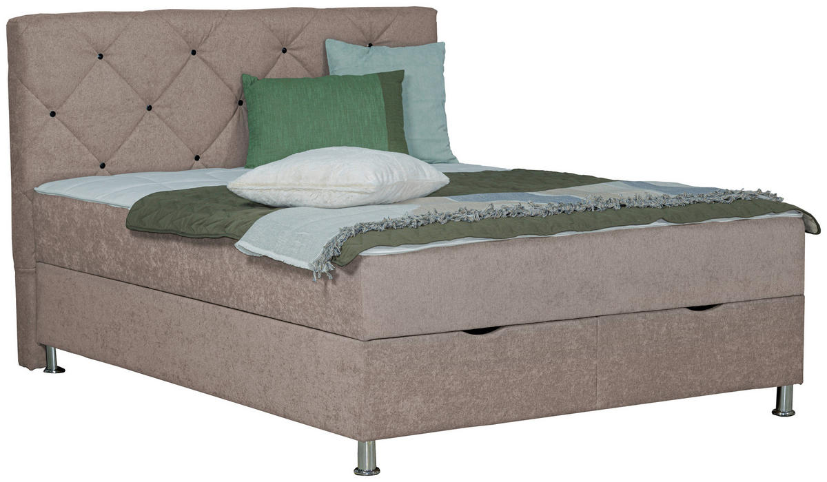 BOXBETT 180/200 cm  in Hellbraun  - Chromfarben/Hellbraun, Design, Kunststoff/Textil (180/200cm) - Boxxx