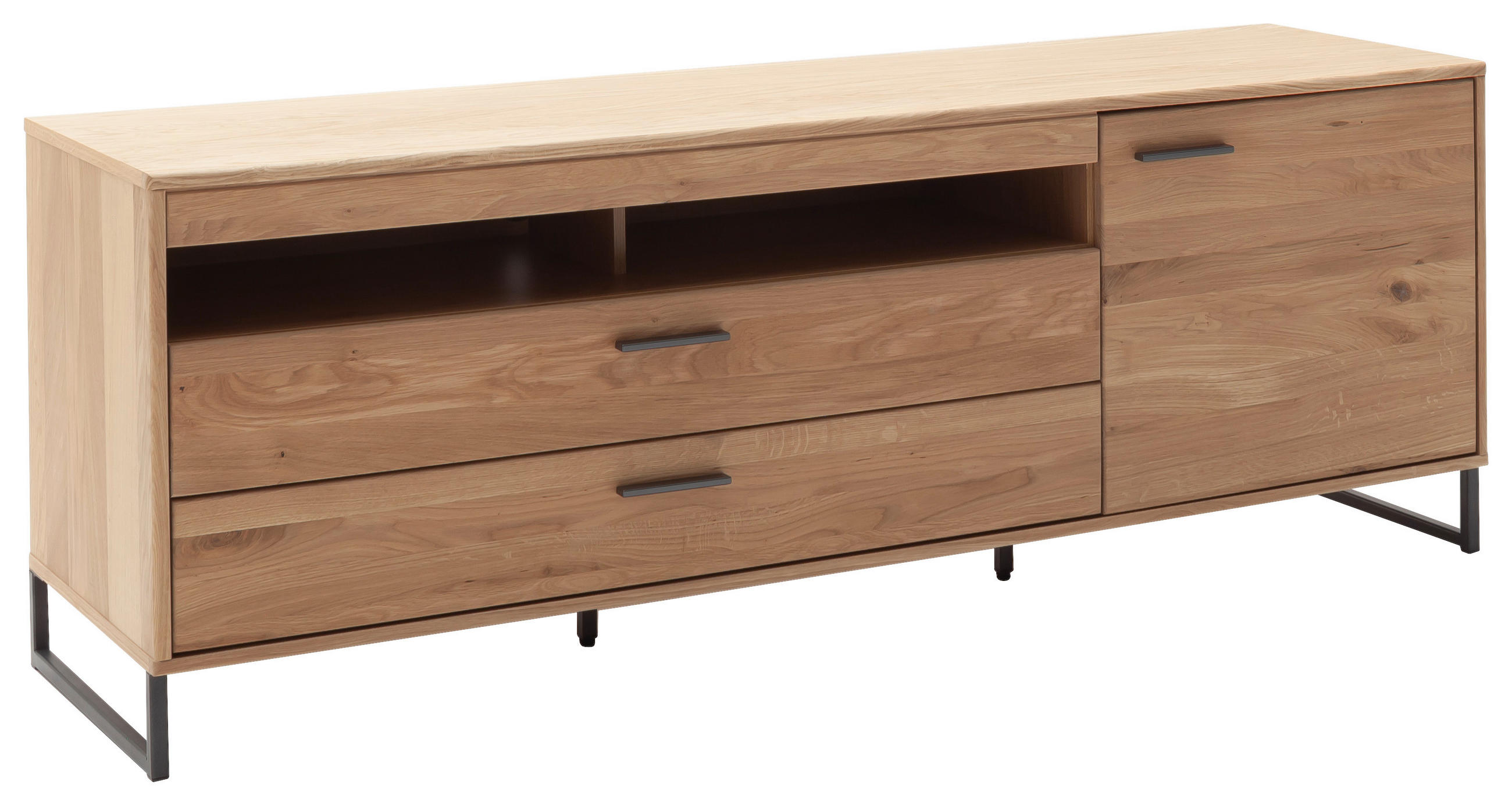 KOMODA POD TELEVIZI, sukový dub, barvy dubu, 184/67/50 cm - černá/barvy dubu, Design, kov/dřevo (184/67/50cm) - Livetastic
