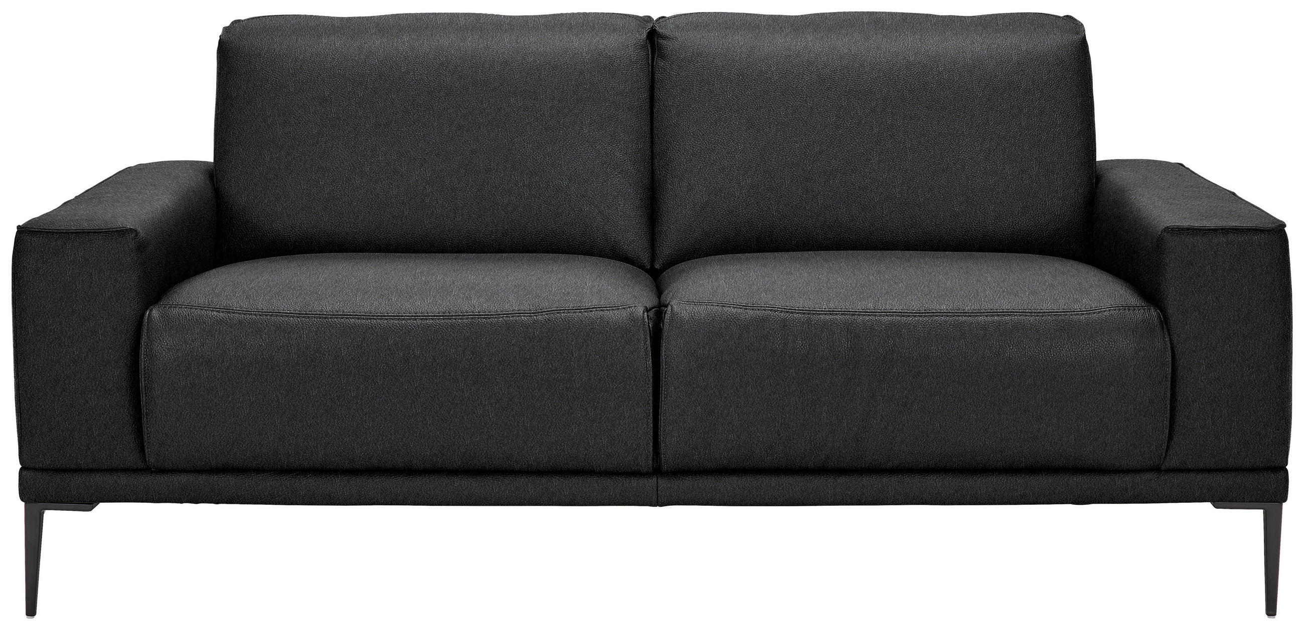 2-SITZER-SOFA Echtleder Schwarz  - Schwarz, Design, Leder/Metall (180/82/92cm) - Johann Jakob