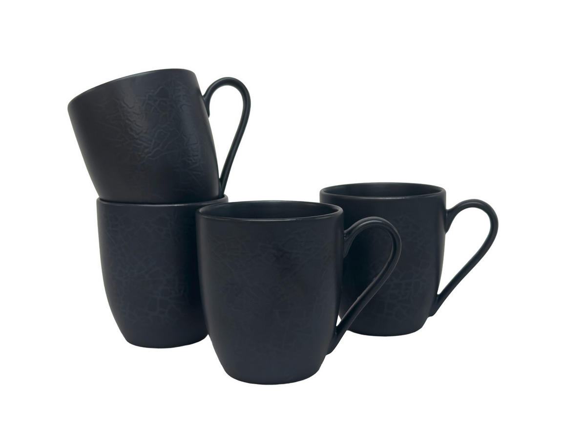 KAFFEEBECHERSET Mika black 4-teilig  - Schwarz, Trend, Keramik - Novel