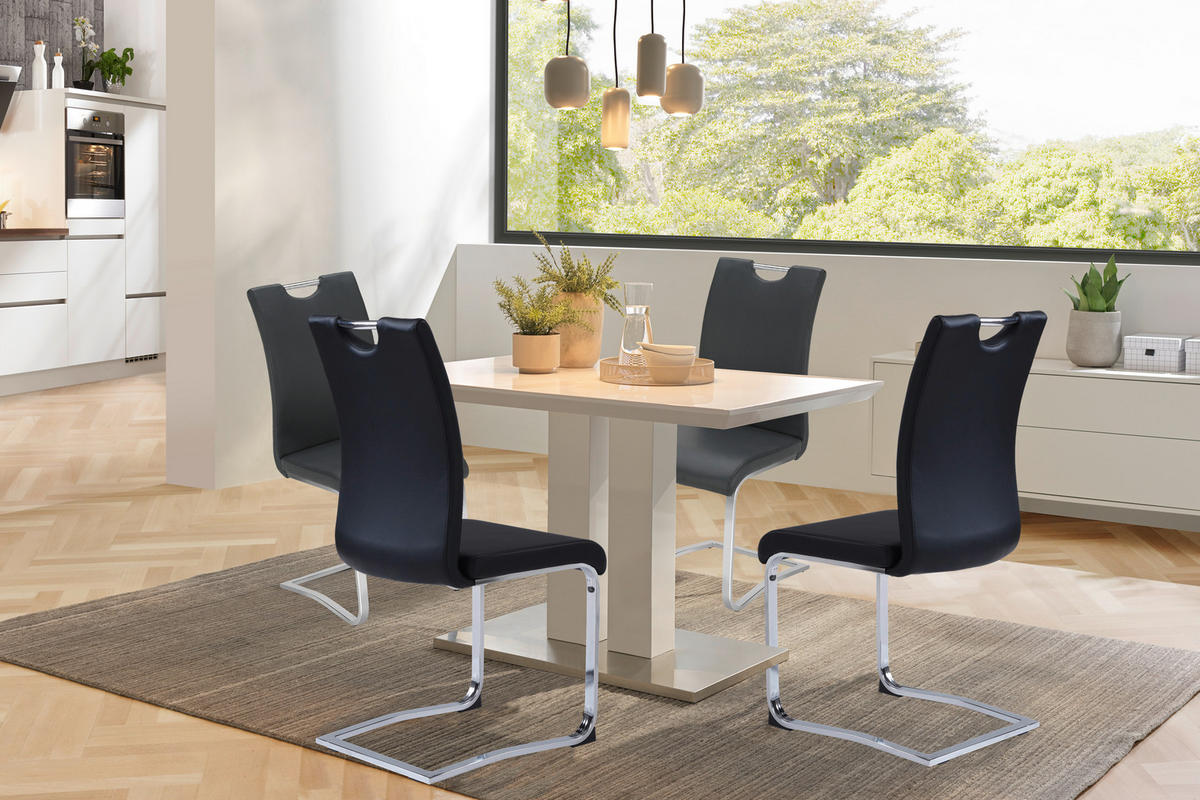 MASĂ din metal, material pe bază de lemn 120/80/76 cm   - alb/culoare inox, Design, metal/material pe bază de lemn (120/80/76cm) - Xora