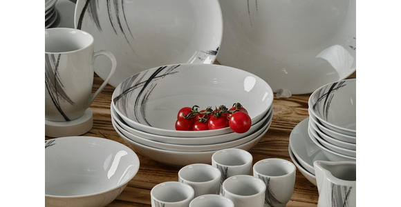 KOMBISERVICE Roma 62-teilig  - Schwarz/Weiß, Basics, Keramik - Novel