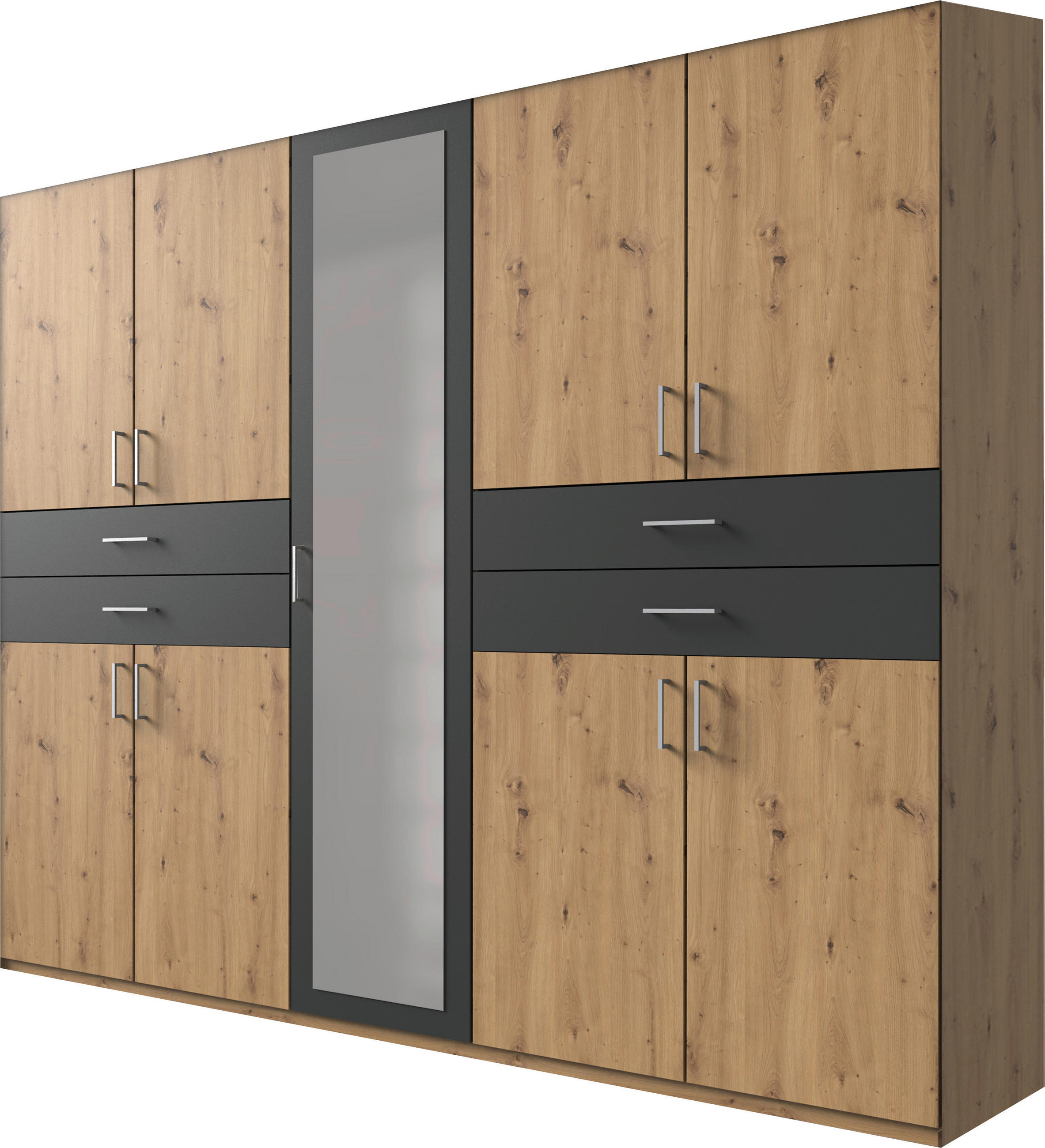 ORMAR ZA ODJEĆU  225/208/58 cm    - srebrne boje/boje grafita, Moderno, staklo/drvni materijal (225/208/58cm) - Hom`in